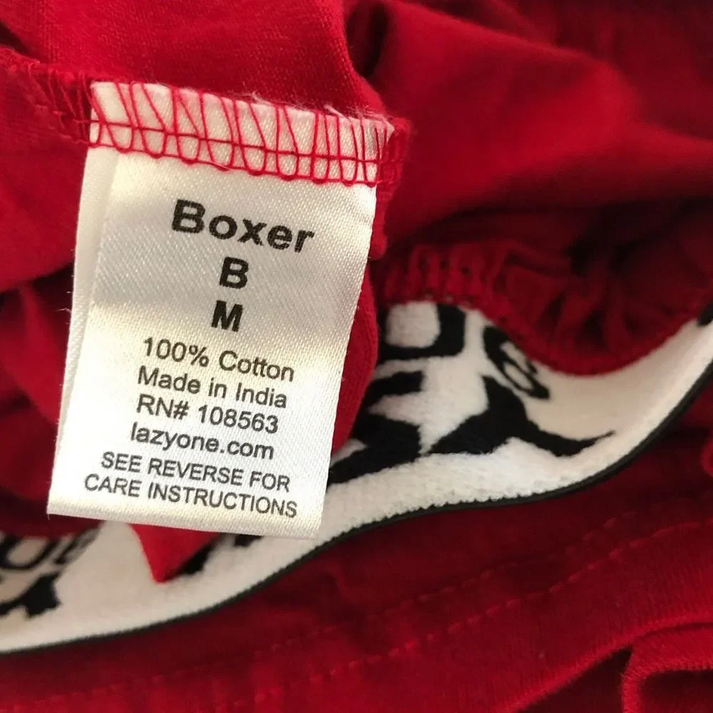 Lazy One Adult Medium Red Bear‎ Cheeks Boxers Elastic Waist Button Fly NWT